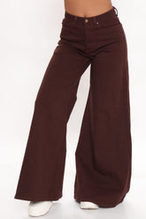 Flare For The Dramatics Wide Leg Jeans - Chocolate Ins Street
